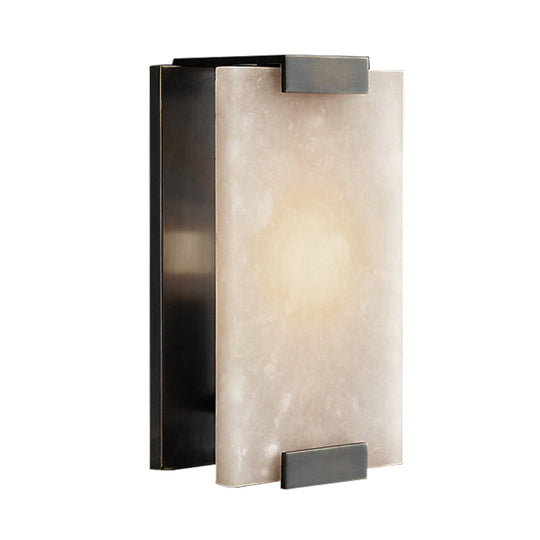 10.5/18.5 Modern Rectangular Sconce Light - Metal 1 Head Wall Lamp Fixture With White Marble