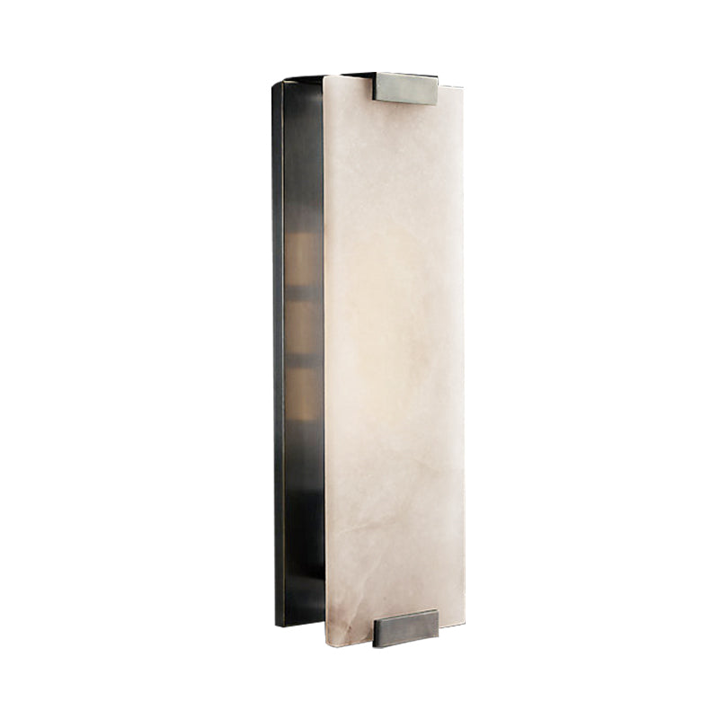 10.5/18.5 Modern Rectangular Sconce Light - Metal 1 Head Wall Lamp Fixture With White Marble