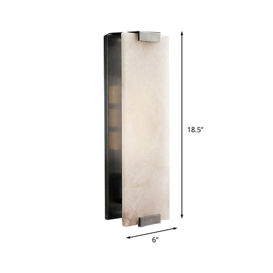 10.5/18.5 Modern Rectangular Sconce Light - Metal 1 Head Wall Lamp Fixture With White Marble