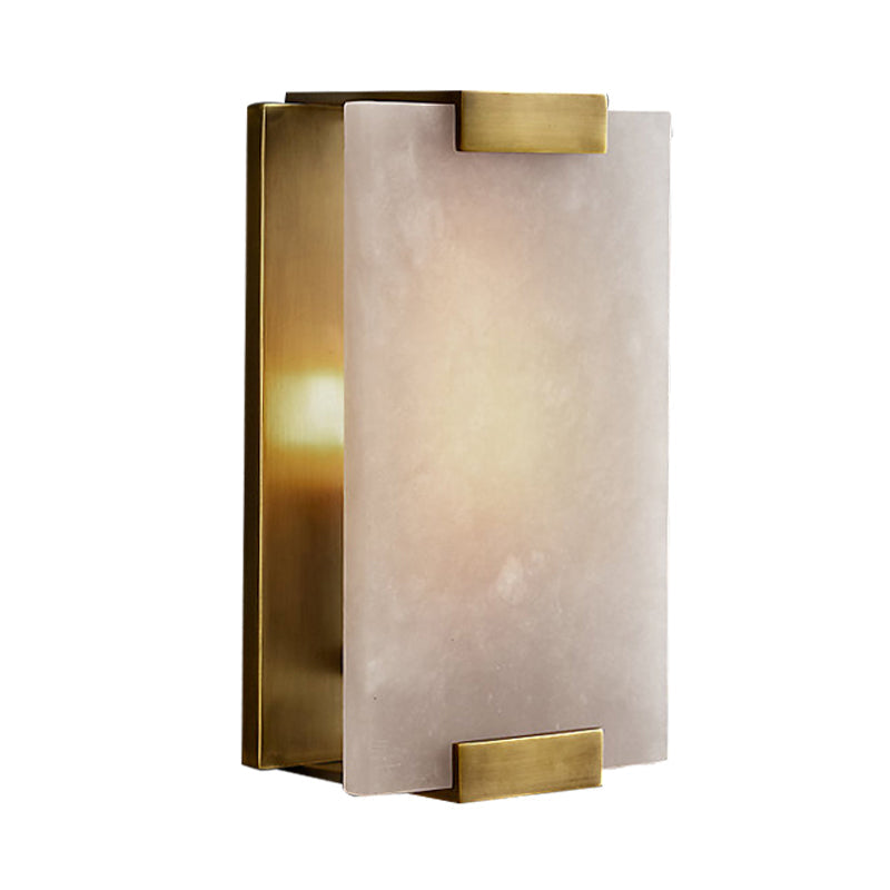 10.5/18.5 Modern Rectangular Sconce Light - Metal 1 Head Wall Lamp Fixture With White Marble