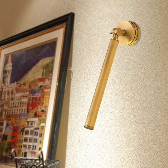 Gold Adjustable Arm Led Wall Sconce - Tube Metal Flush Mount