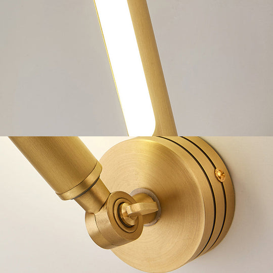 Gold Adjustable Arm Led Wall Sconce - Tube Metal Flush Mount