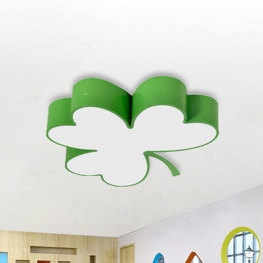 Lucky Clover Led Flush Mount Light - Modern Acrylic Ceiling Lamp For Kindergarten