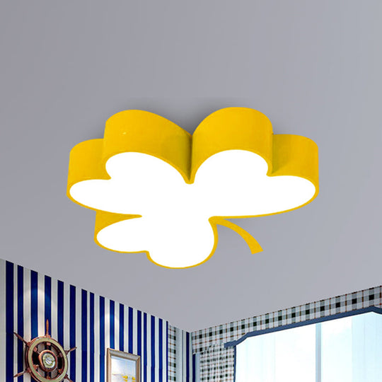 Lucky Clover Led Flush Mount Light - Modern Acrylic Ceiling Lamp For Kindergarten