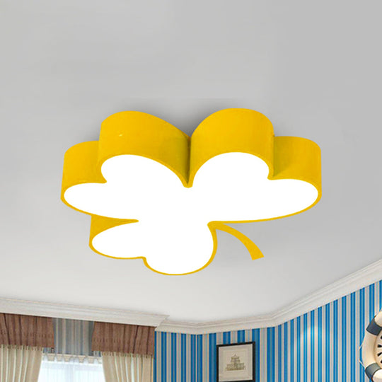 Lucky Clover Led Flush Mount Light - Modern Acrylic Ceiling Lamp For Kindergarten