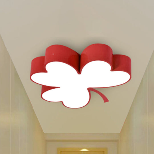 Lucky Clover Led Flush Mount Light - Modern Acrylic Ceiling Lamp For Kindergarten