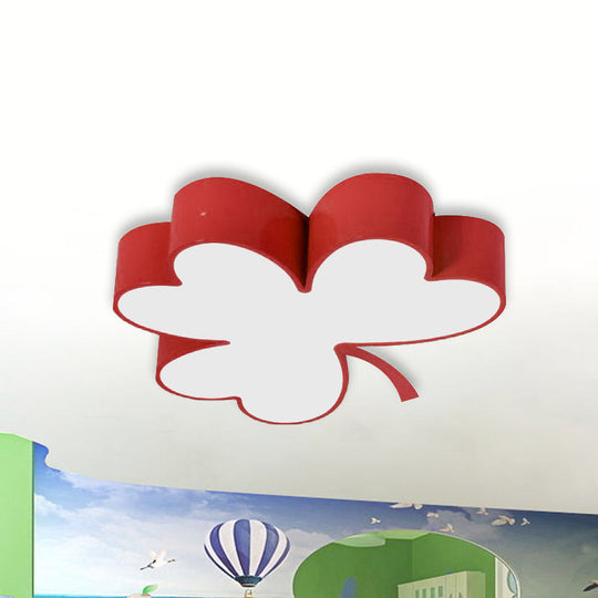 Lucky Clover Led Flush Mount Light - Modern Acrylic Ceiling Lamp For Kindergarten