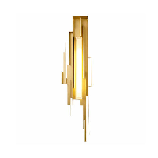 Brass/Gold Sconce Lamp: Irregular Shape With Left/Right Tip - Unique Metal Wall Lighting Fixture