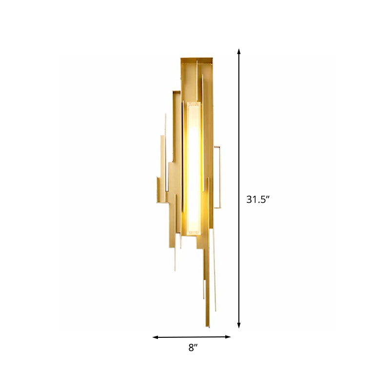 Brass/Gold Sconce Lamp: Irregular Shape With Left/Right Tip - Unique Metal Wall Lighting Fixture