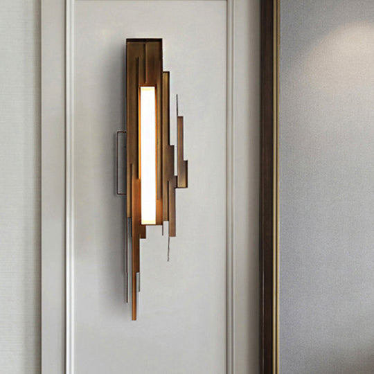 Brass/Gold Sconce Lamp: Irregular Shape With Left/Right Tip - Unique Metal Wall Lighting Fixture