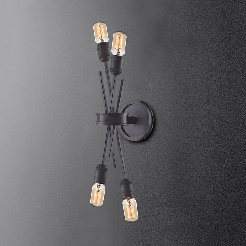 Classic Crossed Wall Mount Metal Lamp 4 Heads In Black/Brass - Perfect For Dining Room