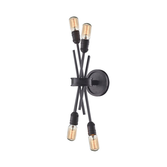 Classic Crossed Wall Mount Metal Lamp 4 Heads In Black/Brass - Perfect For Dining Room