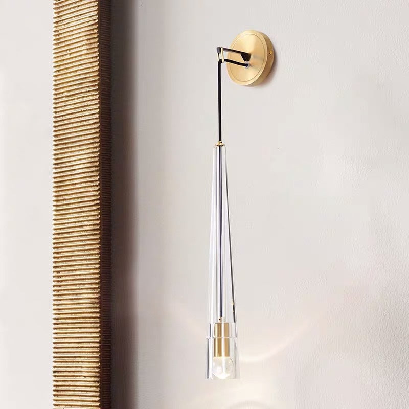 Brass Tradition Cone Sconce: Wall-Mounted Stairway Light Fixture With 1 Bulb