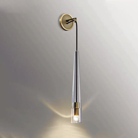 Brass Tradition Cone Sconce: Wall-Mounted Stairway Light Fixture With 1 Bulb