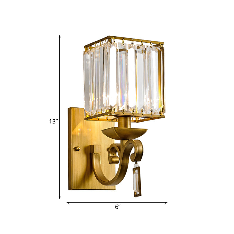 Gold Metal Wall Sconce With Ribbed Glass Shade - Traditional Design 1 Bulb Fixture