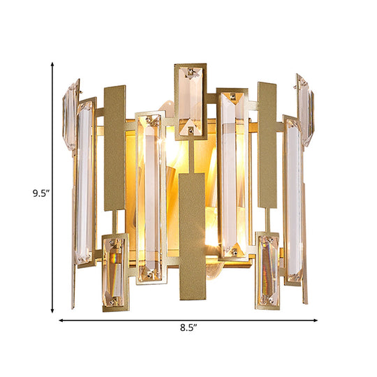 Traditional Crystal Wall Sconce Light With Laser Cut Design - Gold Finish 2 Bulbs Perfect For Living