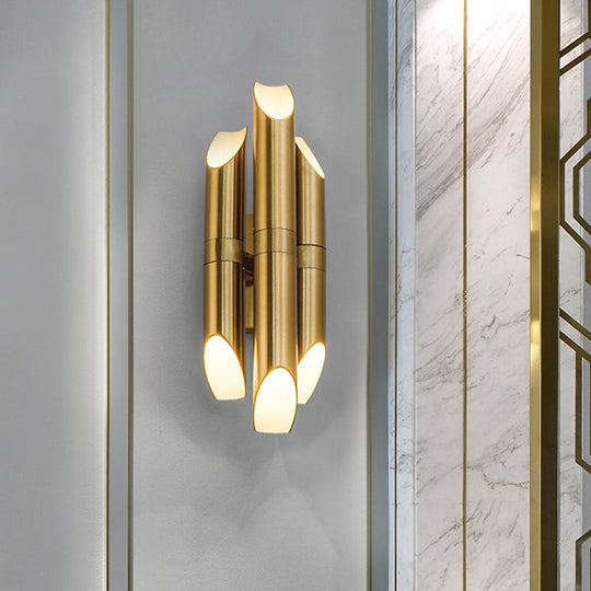 Gold Pipe Sconce Led Wall Lamp With Warm/White Light For Hallway / White