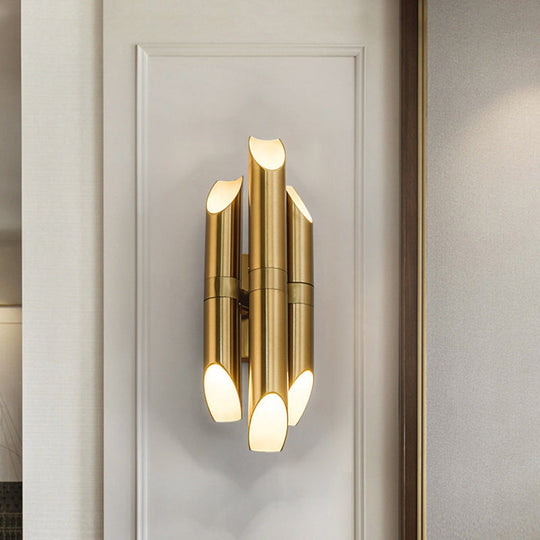 Gold Pipe Sconce Led Wall Lamp With Warm/White Light For Hallway