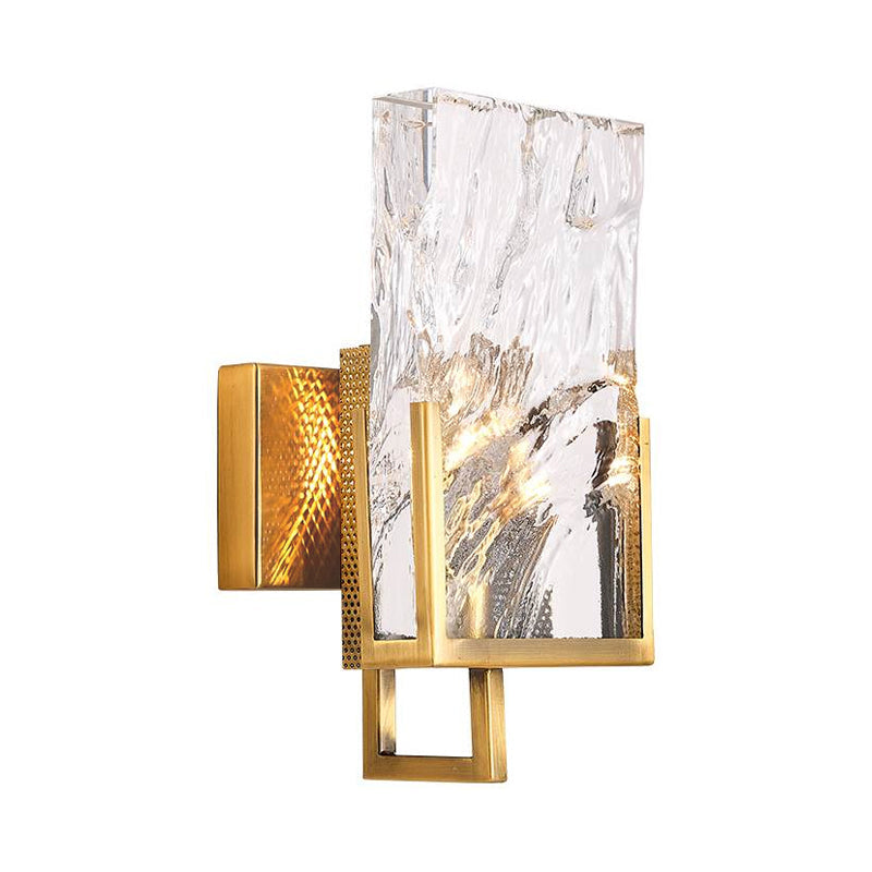 Brass Wall Sconce Light Fixture With Crystal Accent - Traditionary Metal Design