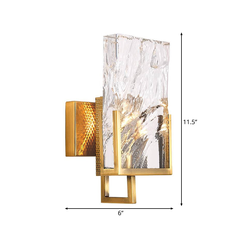 Brass Wall Sconce Light Fixture With Crystal Accent - Traditionary Metal Design