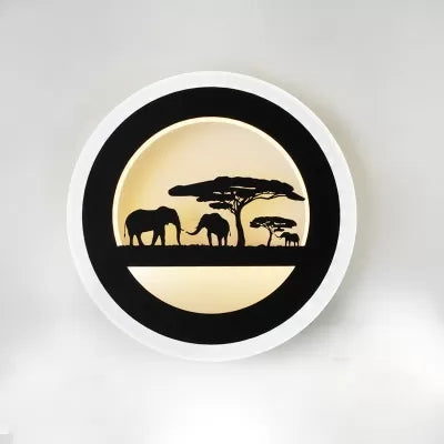 Modern Black Acrylic Wall Light For Living Room & Corridor - Natural View Sconce / Elephant