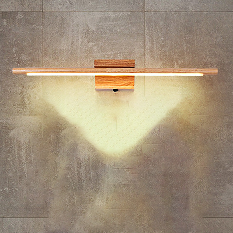 Sleek Wood Vanity Sconce - Modern Led Beige Wall Lamp In White/Warm Light / Warm