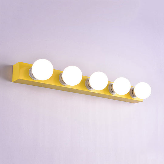 Macaron Style Metallic Vanity Light Fixture - Pink/Yellow 3/4 Lights For Bedroom Wall Lighting