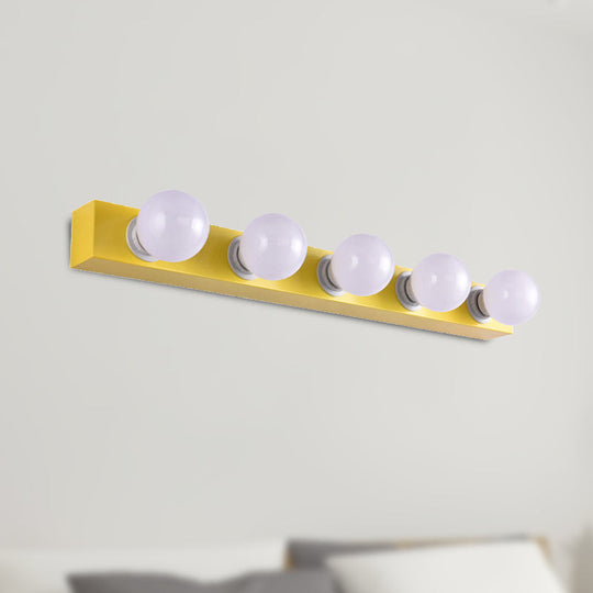 Macaron Style Metallic Vanity Light Fixture - Pink/Yellow 3/4 Lights For Bedroom Wall Lighting