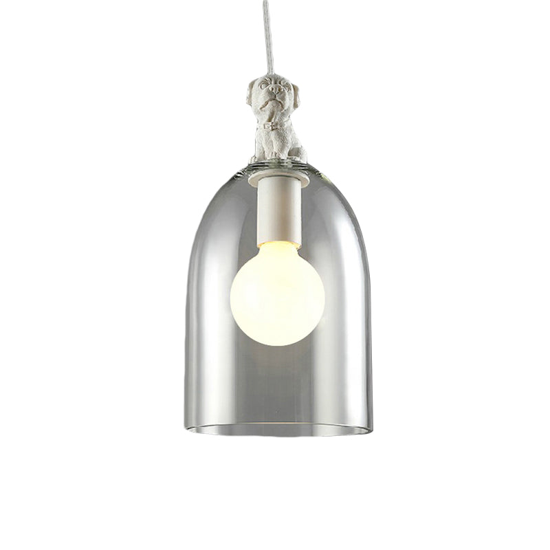 Modern White Glass Pendant Light With Bird Design - Transparent Hanging Lamp