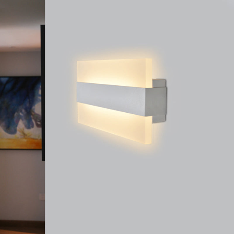 9 Acrylic Rectangular Led Wall Lamp White Sconce Light For Bedroom