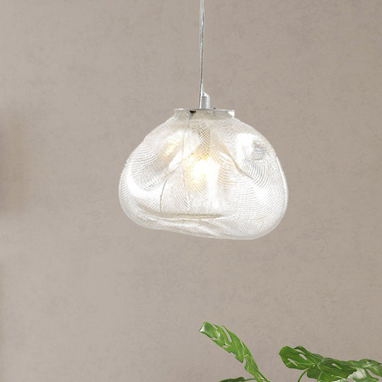 Cloud Shaped Hand-Blown Glass Pendant Light - Clear/Smoke Gray 8/12 Contemporary Design 1 Bulb