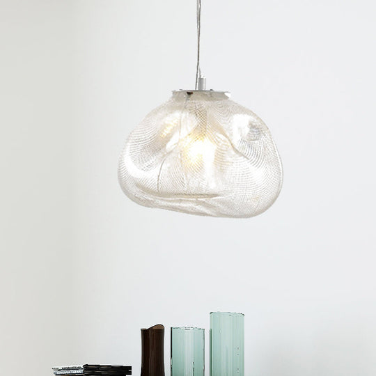 Cloud Shaped Hand-Blown Glass Pendant Light - Clear/Smoke Gray 8/12 Contemporary Design 1 Bulb