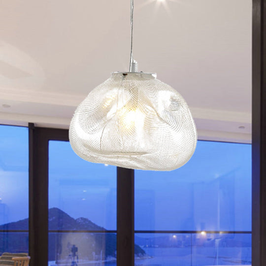 Cloud Shaped Hand-Blown Glass Pendant Light - Clear/Smoke Gray 8/12 Contemporary Design 1 Bulb