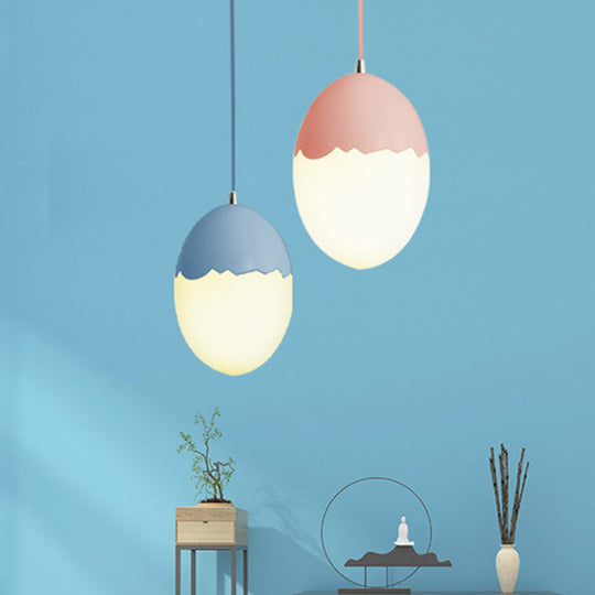 Sleek Eggshell Acrylic Metal Suspension Light For Modern Dining Rooms