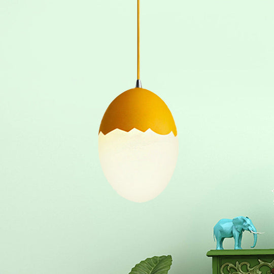 Sleek Eggshell Acrylic Metal Suspension Light For Modern Dining Rooms Yellow