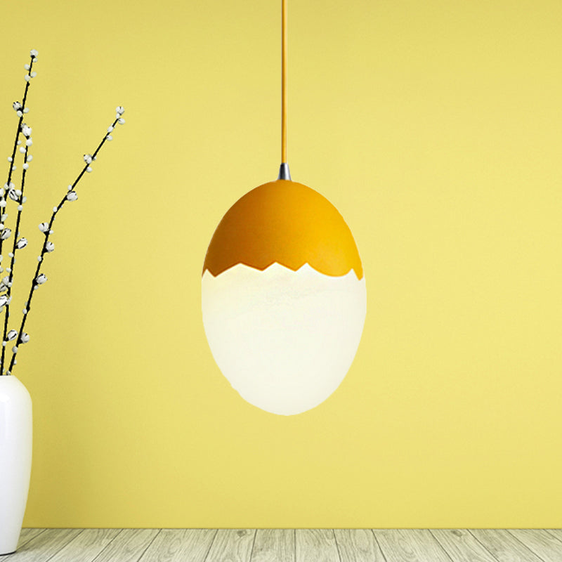 Sleek Eggshell Acrylic Metal Suspension Light For Modern Dining Rooms