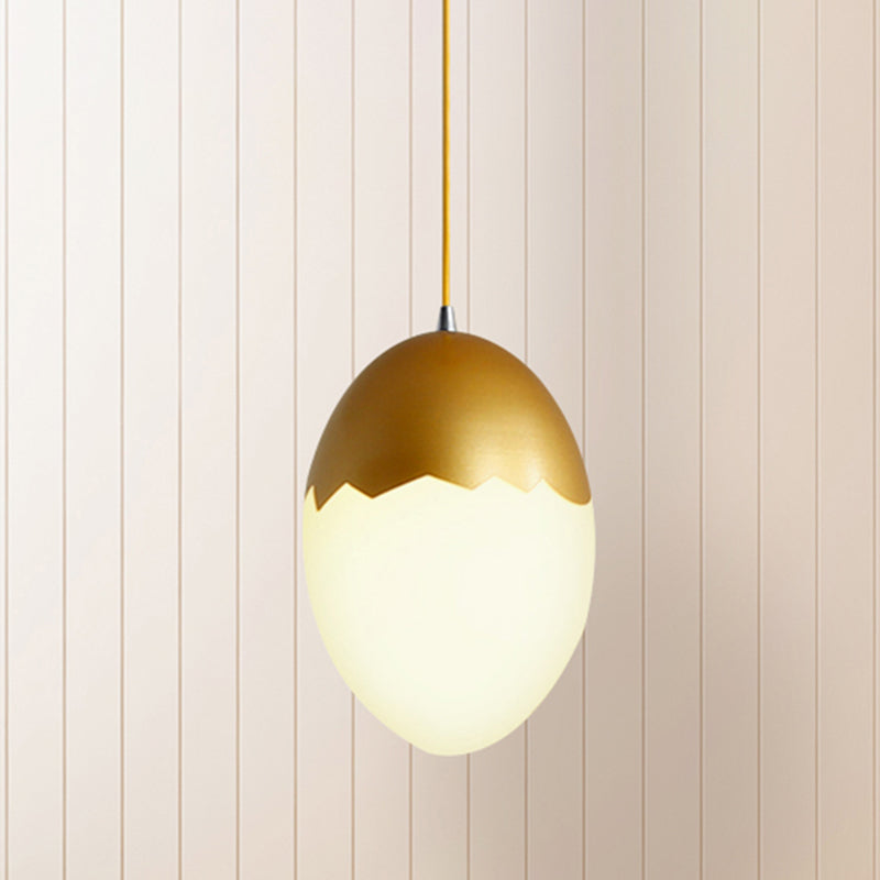 Sleek Eggshell Acrylic Metal Suspension Light For Modern Dining Rooms Gold