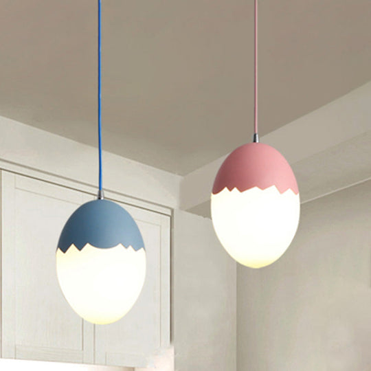 Sleek Eggshell Acrylic Metal Suspension Light For Modern Dining Rooms