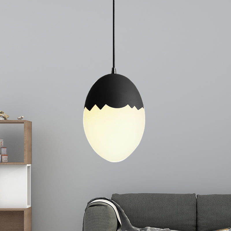 Sleek Eggshell Acrylic Metal Suspension Light For Modern Dining Rooms