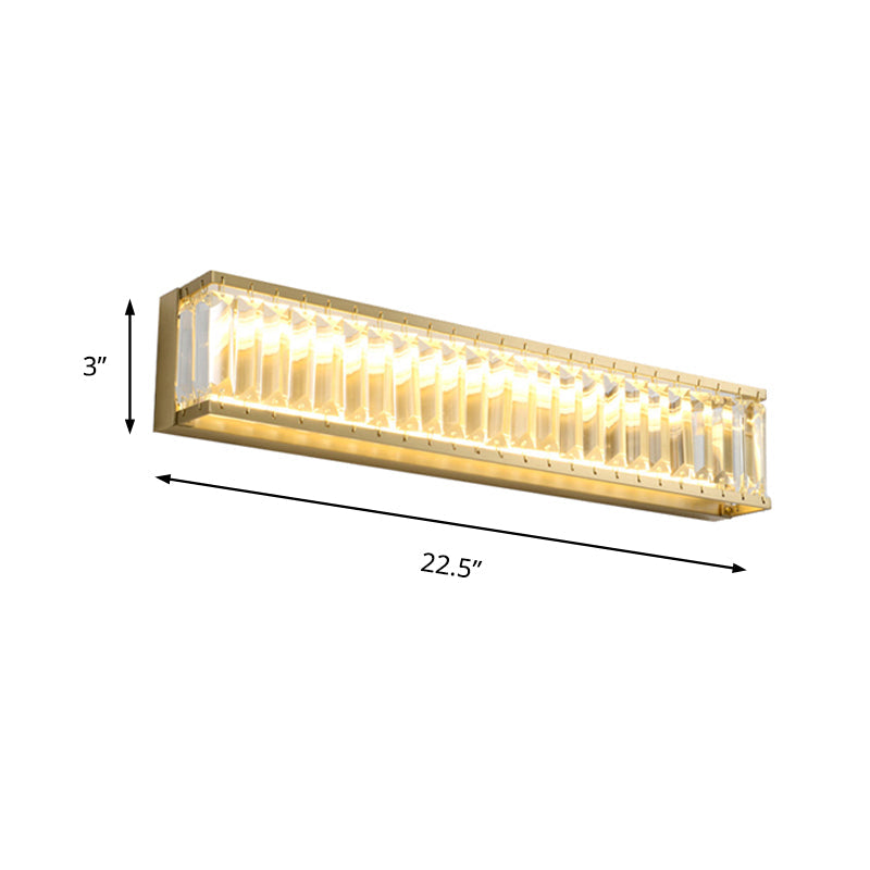 Traditional Crystal Brass Led Wall Lamp: 10/10.5/16-Inch Wide Round/Rectangle Sconce Light For