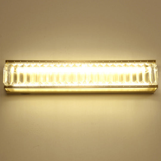 Traditional Crystal Brass Led Wall Lamp: 10/10.5/16-Inch Wide Round/Rectangle Sconce Light For