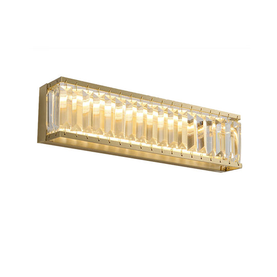 Traditional Crystal Brass Led Wall Lamp: 10/10.5/16-Inch Wide Round/Rectangle Sconce Light For