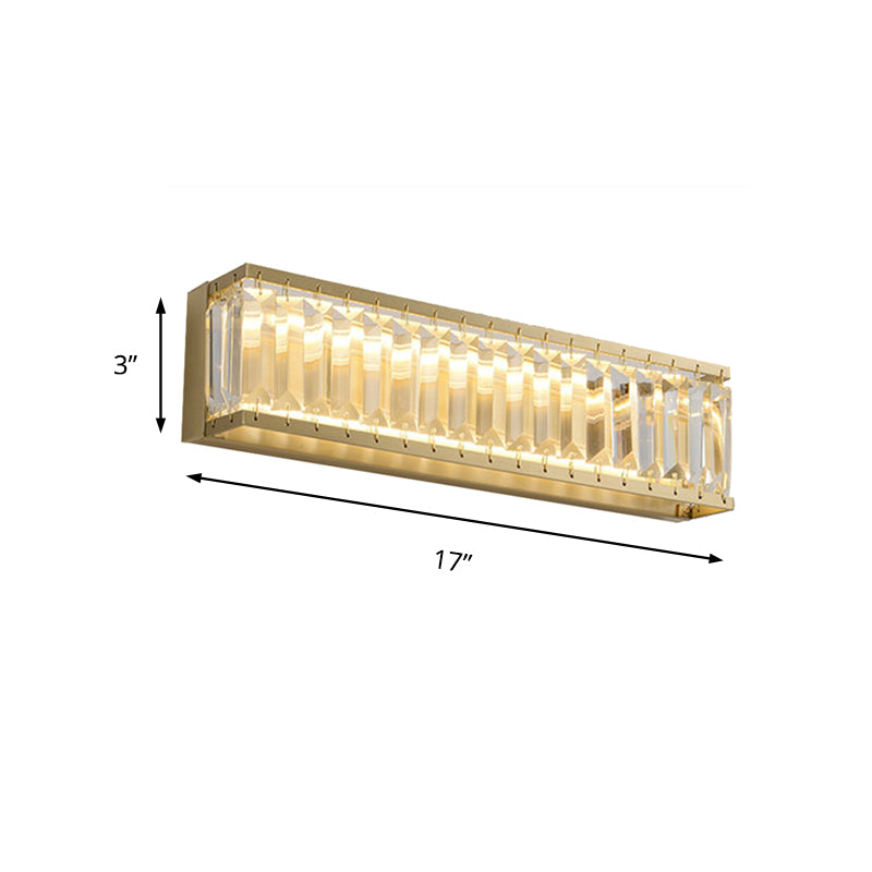 Traditional Crystal Brass Led Wall Lamp: 10/10.5/16-Inch Wide Round/Rectangle Sconce Light For