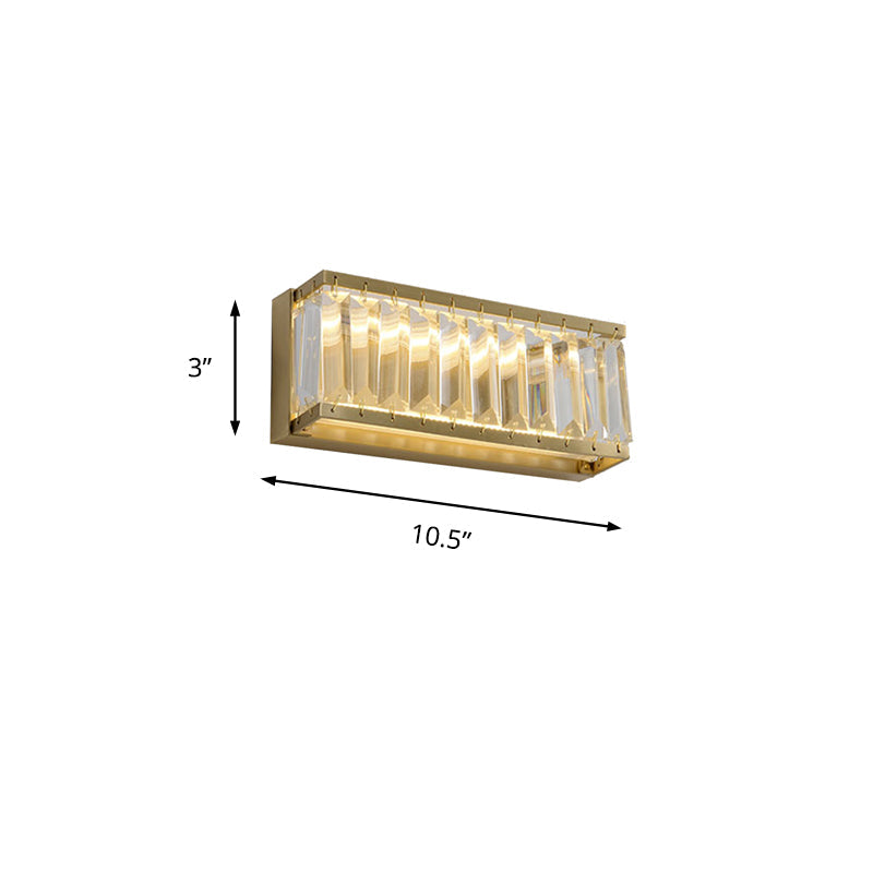 Traditional Crystal Brass Led Wall Lamp: 10/10.5/16-Inch Wide Round/Rectangle Sconce Light For