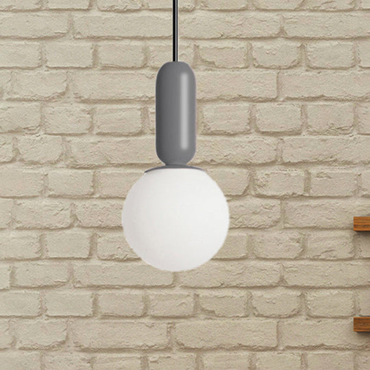 Nordic Bare Bulb Pendant Light For Study Room/Bedroom - Stylish 1 Head Hanging Lamp Grey