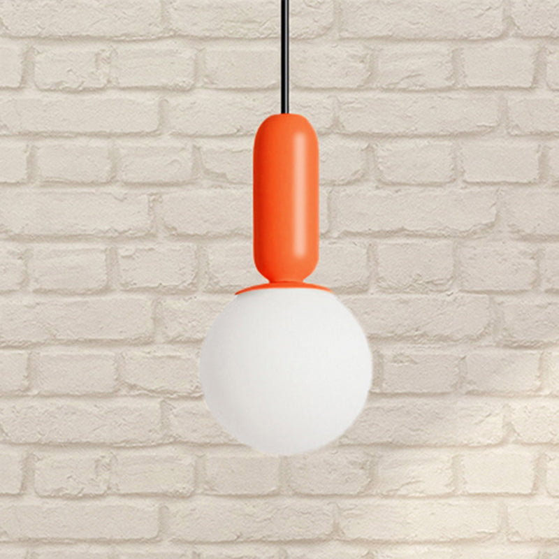 Nordic Bare Bulb Pendant Light For Study Room/Bedroom - Stylish 1 Head Hanging Lamp Orange