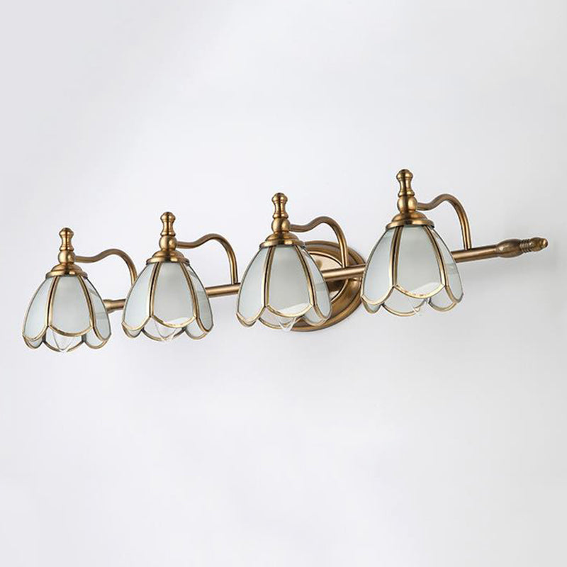 Colonial Opal Glass Vanity Light: Brass Wall Lighting Fixture For Bathroom (1/2/3/4 Heads) 4 /