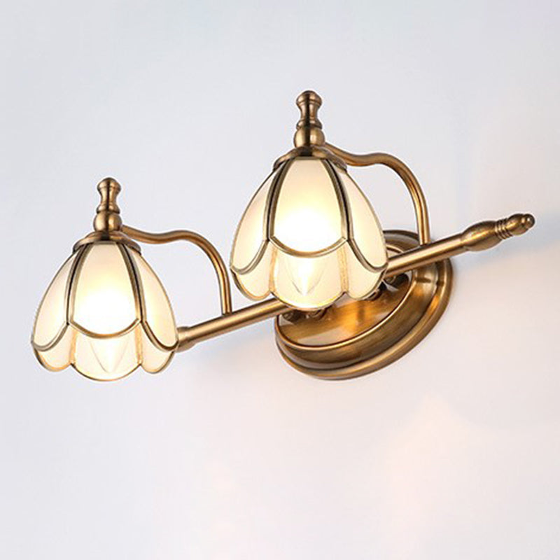 Colonial Opal Glass Vanity Light: Brass Wall Lighting Fixture For Bathroom (1/2/3/4 Heads) 2 /