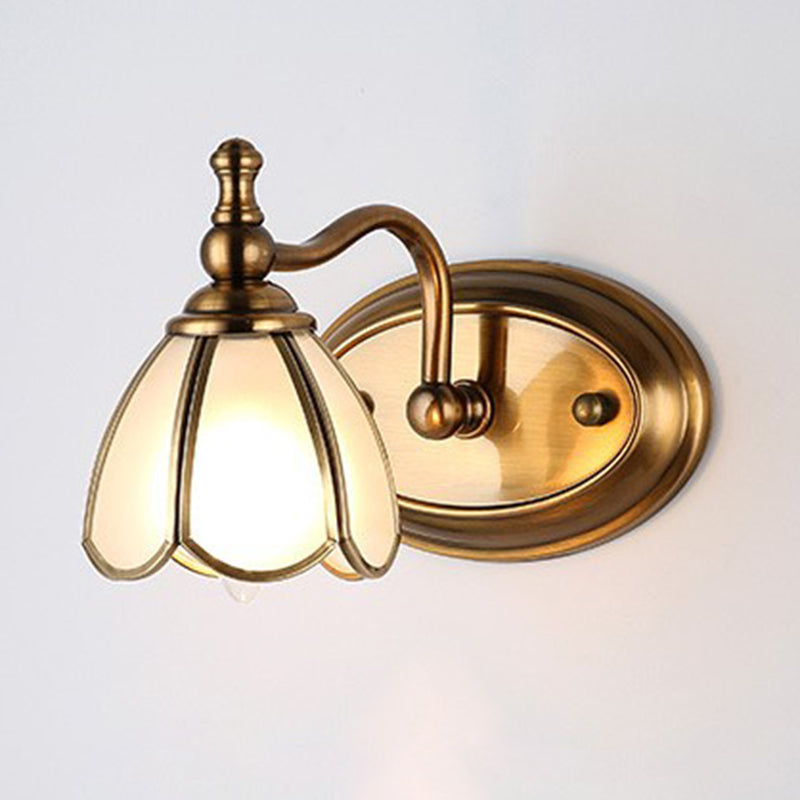 Colonial Opal Glass Vanity Light: Brass Wall Lighting Fixture For Bathroom (1/2/3/4 Heads) 1 /