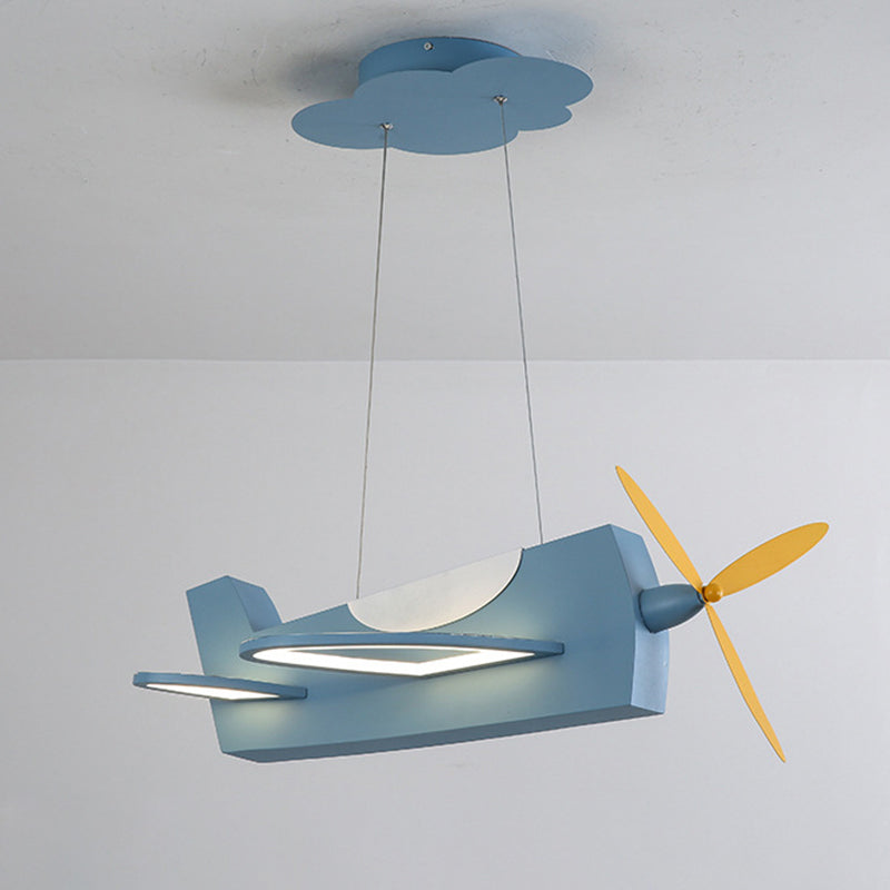 Creative Metal Led Classroom Pendant Light With Propeller Plane Design - Perfect For Kids Blue /